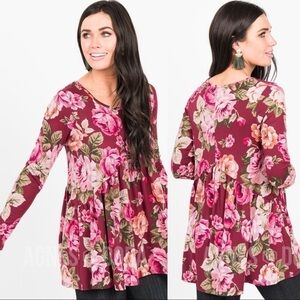 NWT Agnes & Dora LongSleeve Muse | Burgundy Floral